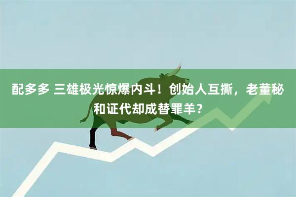配多多 三雄极光惊爆内斗！创始人互撕，老董秘和证代却成替罪羊？