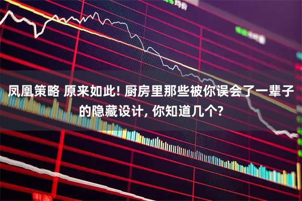 凤凰策略 原来如此! 厨房里那些被你误会了一辈子的隐藏设计, 你知道几个?